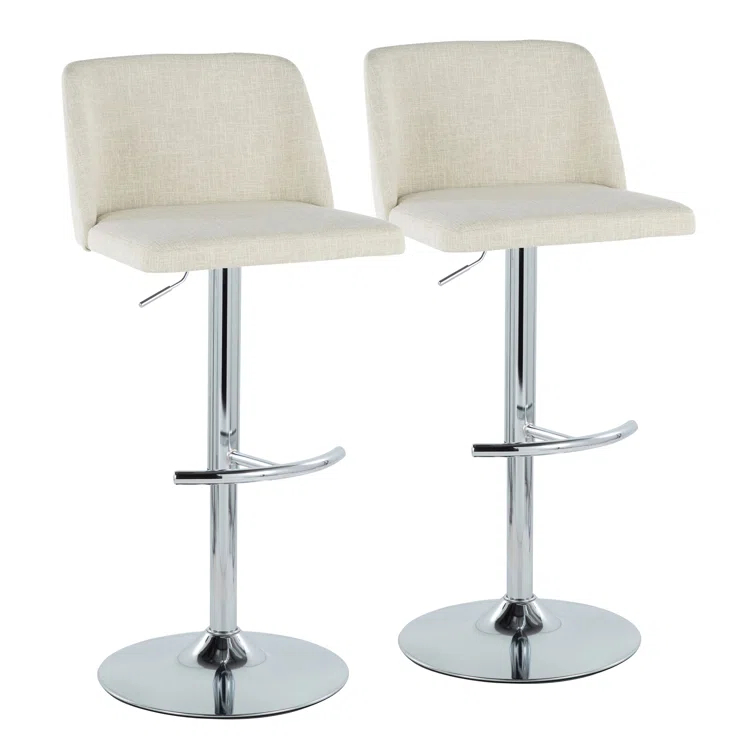 Swivel Upholstered Adjustable Height Counter Stool with Metal Frame