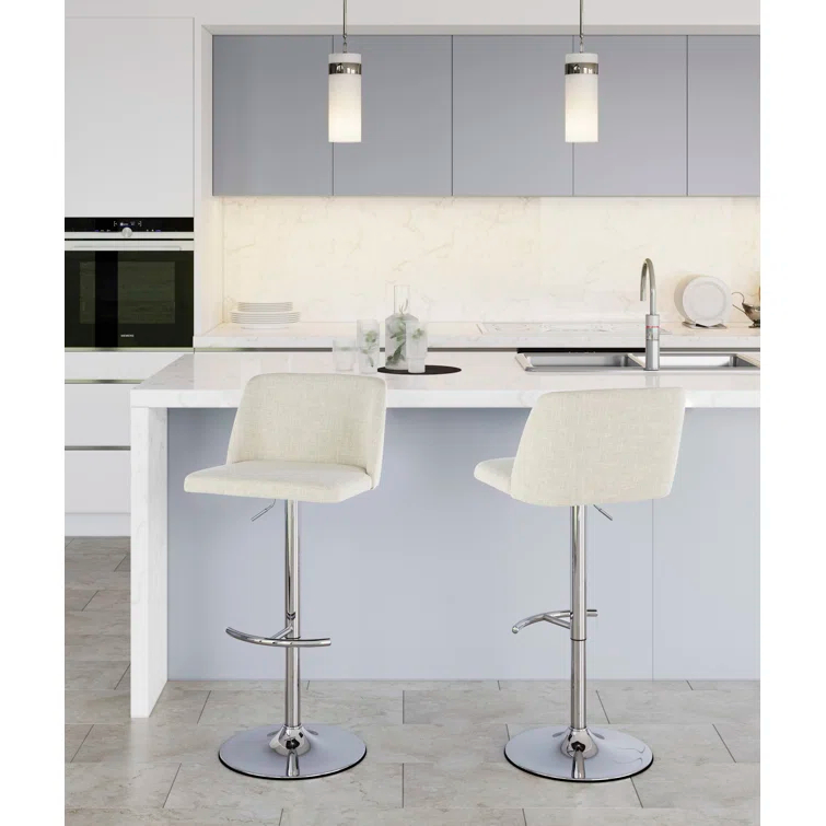 Swivel Upholstered Adjustable Height Counter Stool with Metal Frame