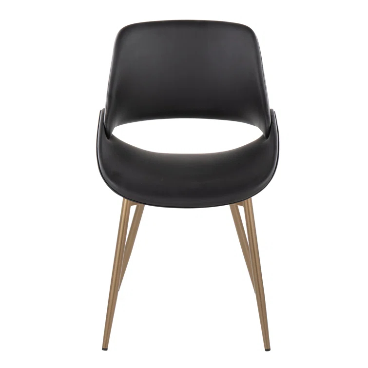 Fabrico Contemporary Accent Chair In Antique Copper Metal And Grey Faux Leather By Lumisource - Set Of 2