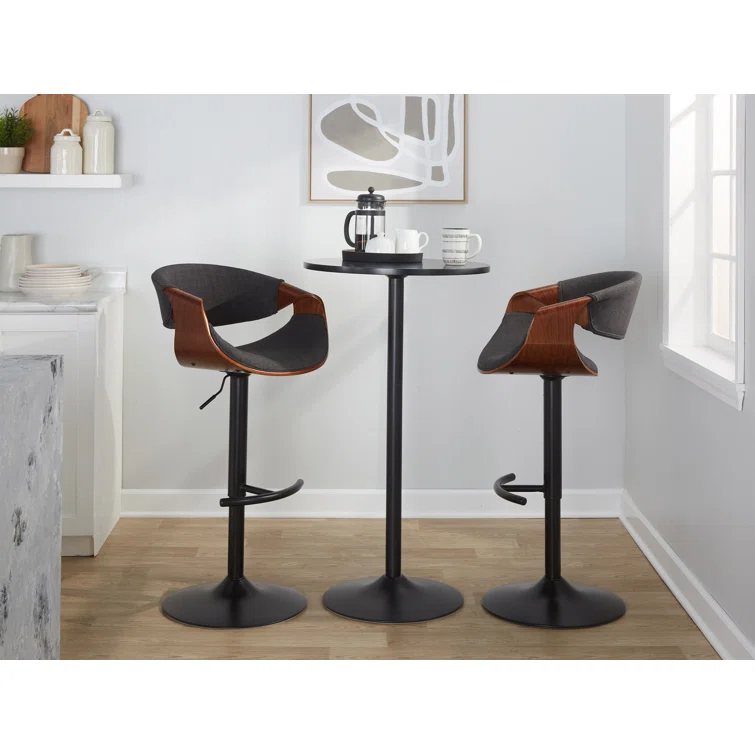 Swivel Upholstered Adjustable Height Counter Stool with Metal Frame