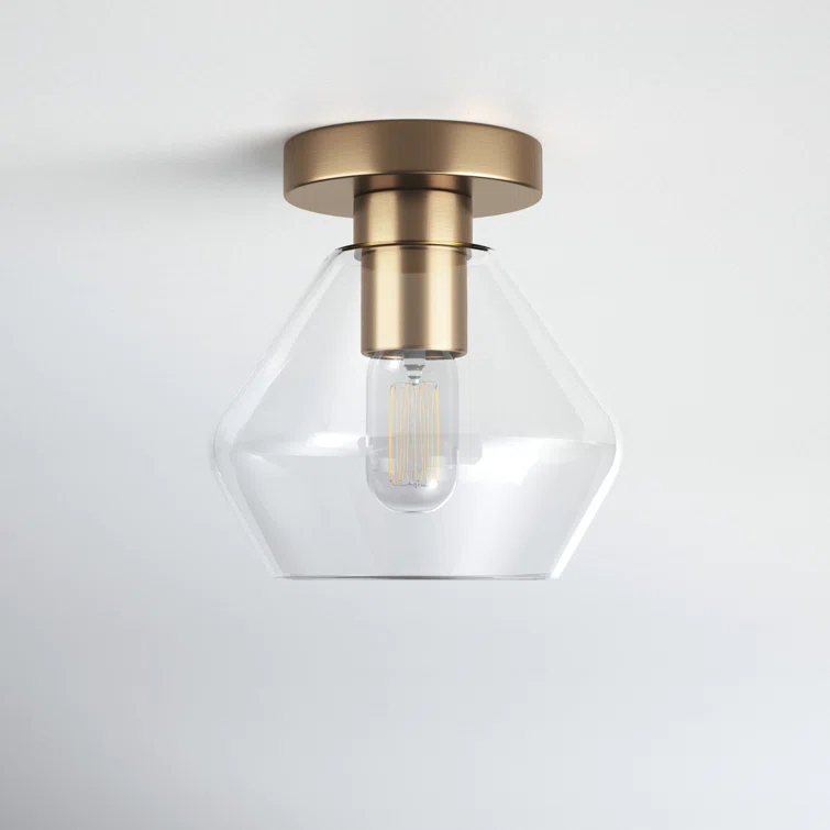 Rooks Single Light Glass Semi Flush Mount