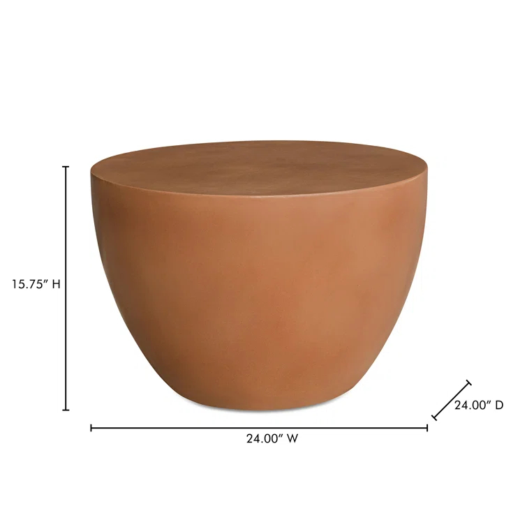 Terracotta Round Concrete Drum End Table