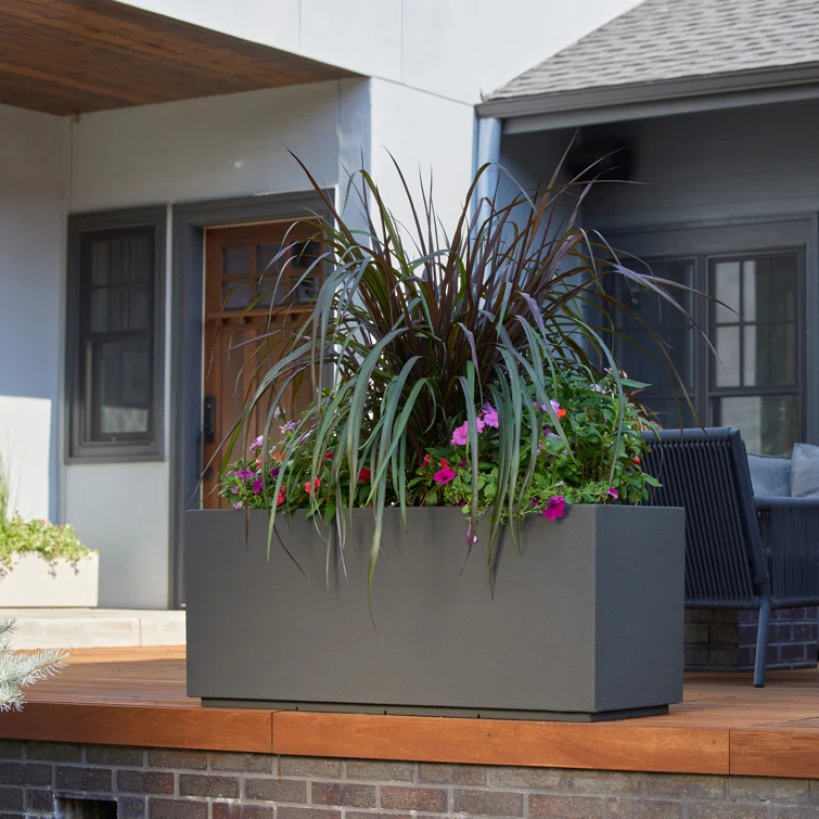 Milan Tall 46 in. x 17 in. Greige Composite Trough