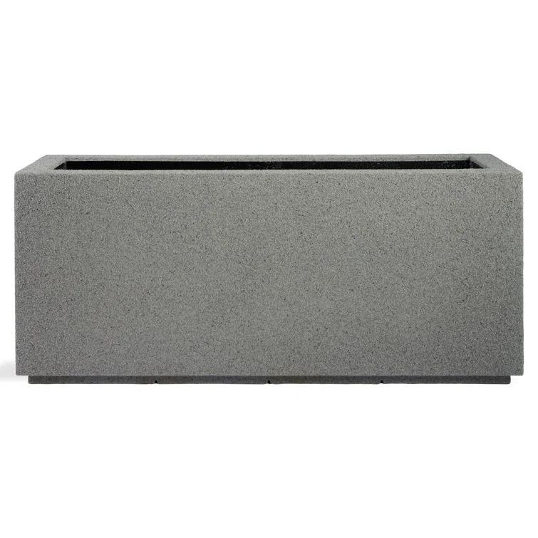 PolyStone Milan Tall Modern Outdoor/Indoor Rectangular Trough Planter, 46" L X 17" W X 19" H, Lightweight, Heavy Duty, Weather Resistant, Polymer Finish, Commercial and Residential (Gray Granite)