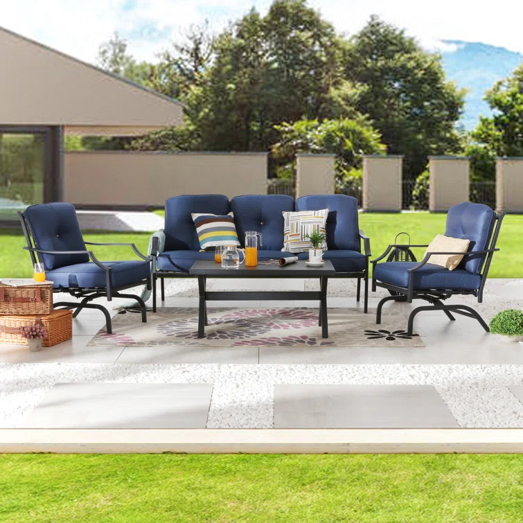 Metal 5 - Person Sofa Seating Group with Cushions