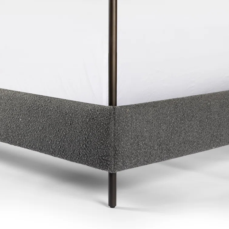 Knoll Charcoal Queen Upholstered Canopy Bed with Metal Frame