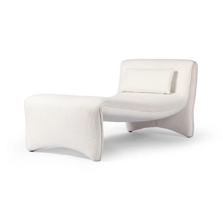 White Handcrafted Metal Chaise Lounge with Pillow