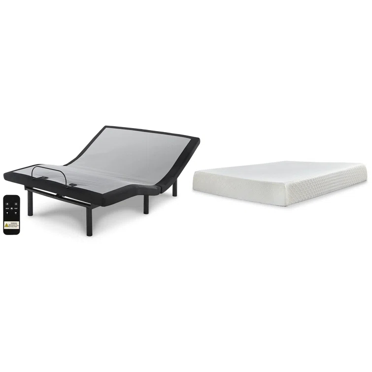 Signature Design by Ashley 10" Firm Memory Foam Mattress and Adjustable Base