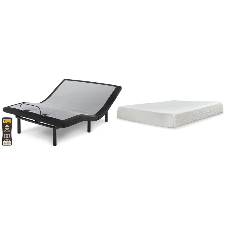 Signature Design by Ashley 10" Firm Memory Foam Mattress and Adjustable Base