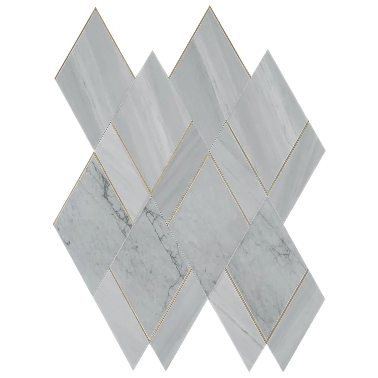 Mehko 11.81 in. x 14.96 in. Polished Marble and Brass Wall Tile
