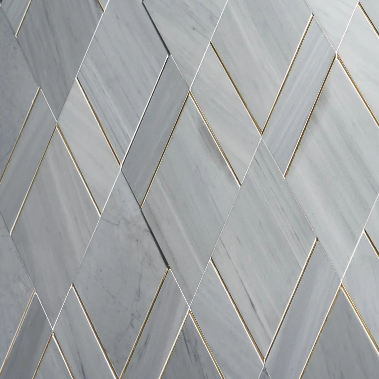 Mehko 11.81 in. x 14.96 in. Polished Marble and Brass Wall Tile