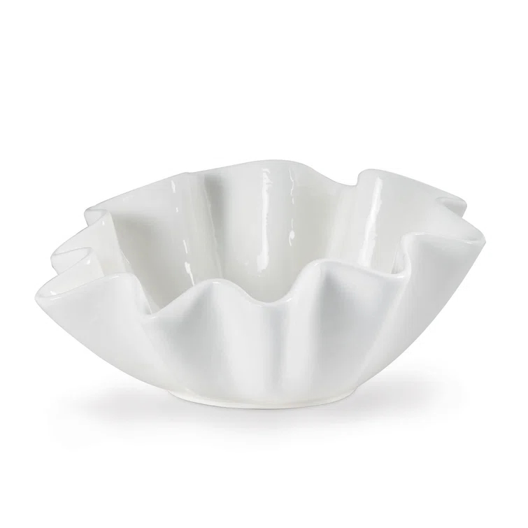 Ruffle Ceramic Bowl by Regina Andrew - White / Large