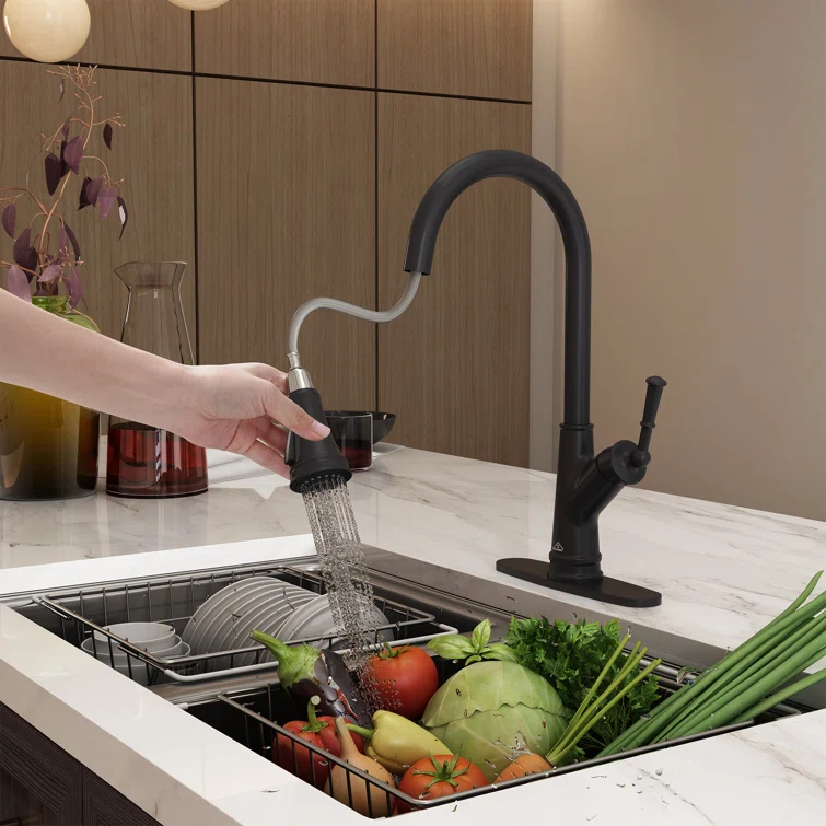 CASAINC Single-Handle Pull-Down Kitchen Faucet Single Hole Faucet 1.8 GPM