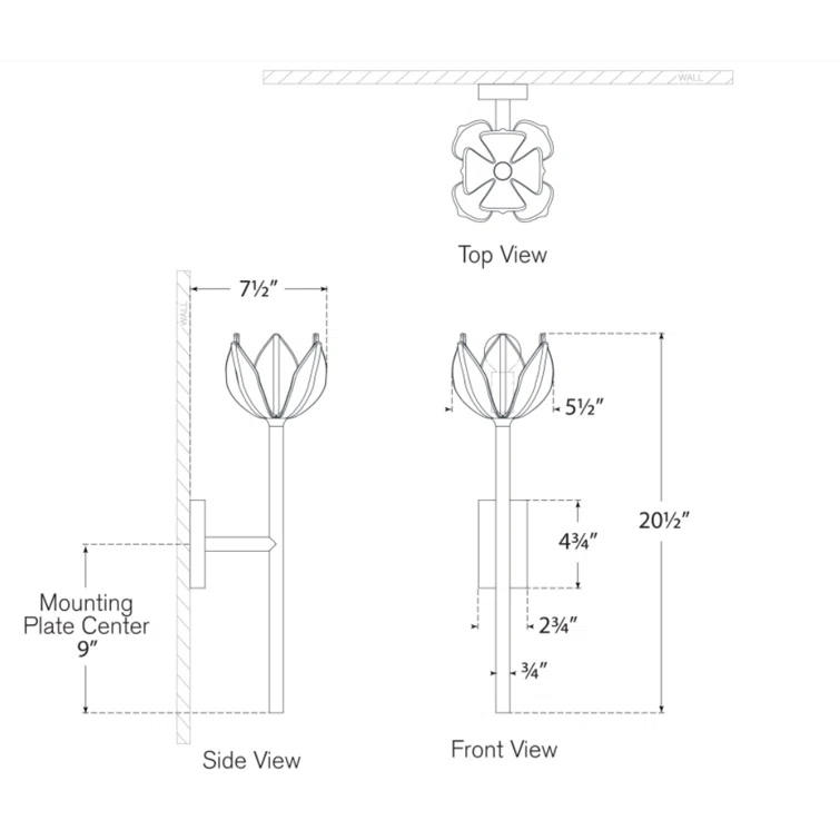 Alberto Plaster White Dimmable Floral Detail Sconce