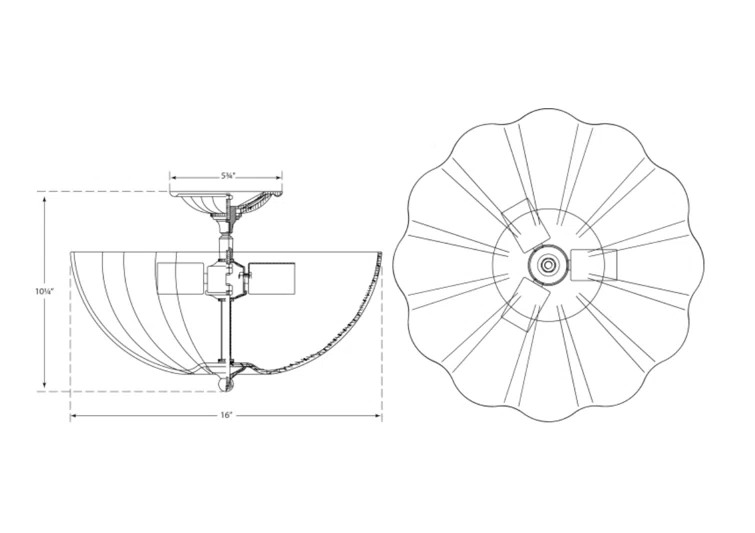 Polished Nickel 16" Glass Semi Flush Mount Light