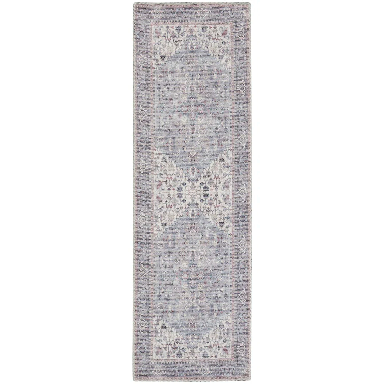 Machine Washable Oriental Gray Area Rug