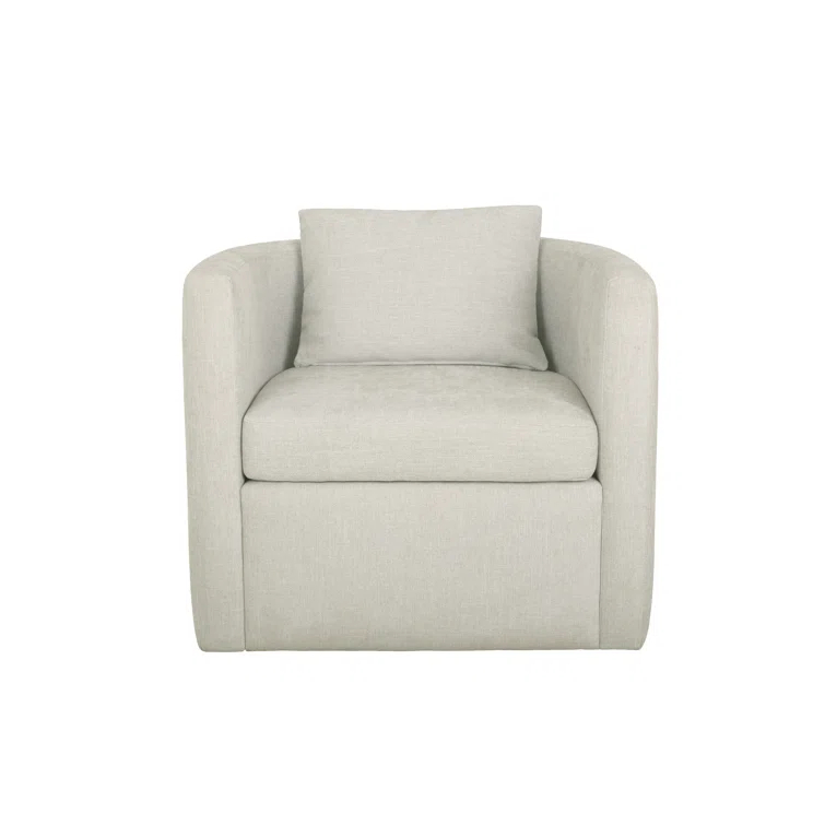 Gray Performance Fabric Modern Swivel Barrel Chair