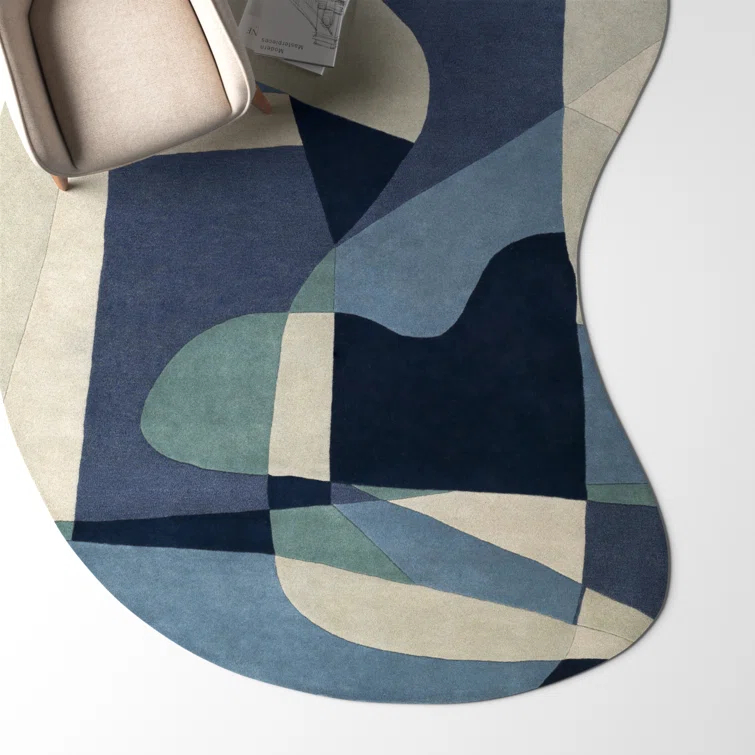 Gaye Wool Teal/Navy/Beige Rug