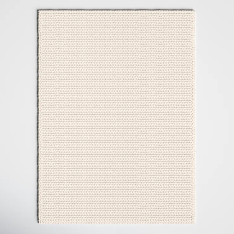 Ivory Hand-Tufted Wool Rectangular Area Rug 6' x 8'