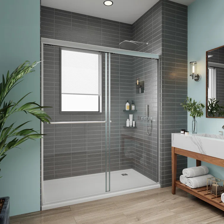 56" -60" W x 70" H Double Sliding Frameless Shower Door with Clear Glass