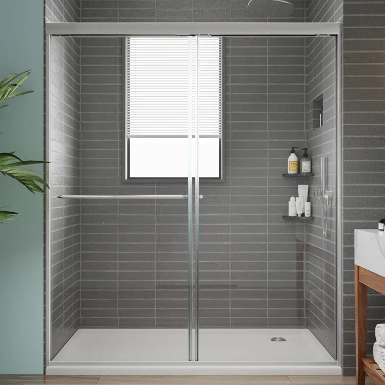 56" -60" W x 70" H Double Sliding Frameless Shower Door with Clear Glass