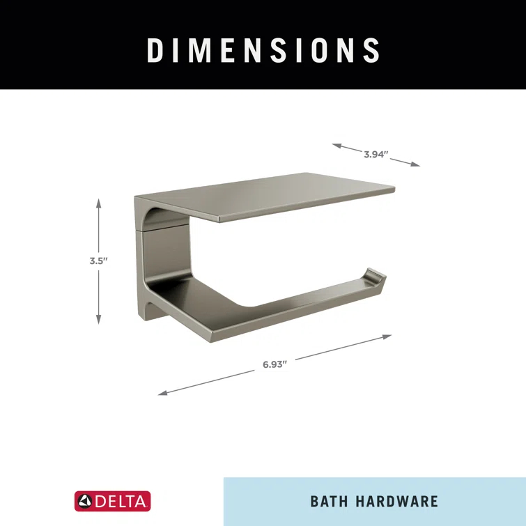 Pivotal Wall Mount Single Post Toilet Paper Holder with Shelf Bath Hardware Accessory