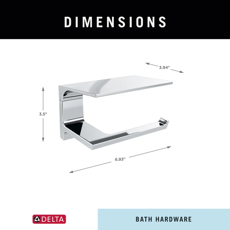 Pivotal Wall Mount Single Post Toilet Paper Holder with Shelf Bath Hardware Accessory