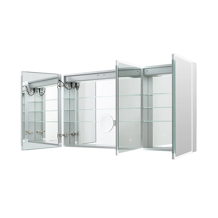 AQUADOM Signature Royale LED Medicine Cabinet, Defogger, LED 3X Makeup Mirror, Electrical Outlets