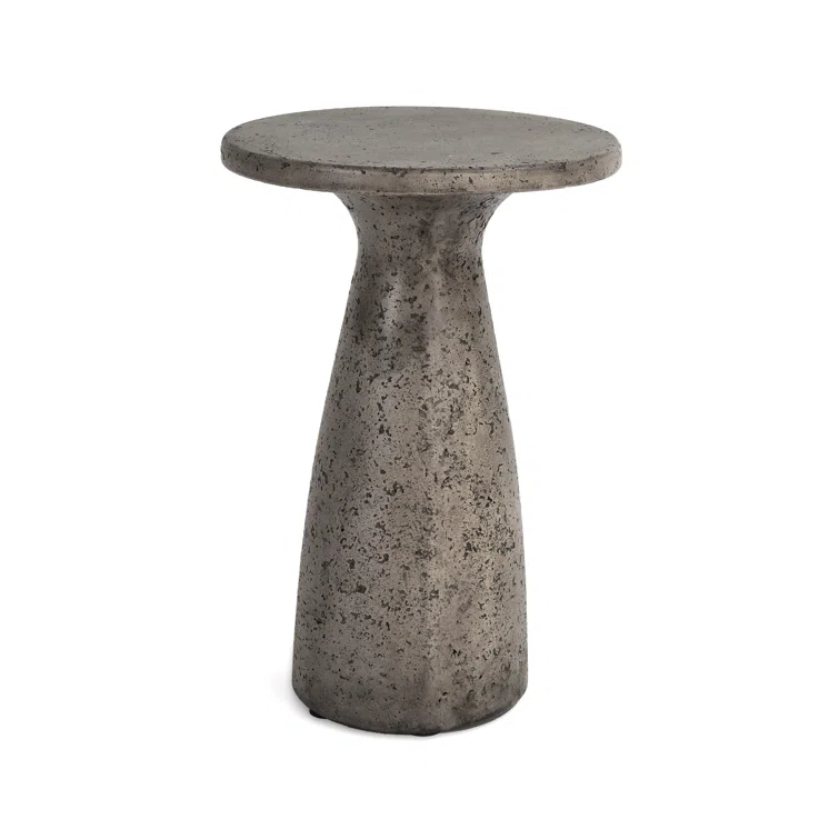 Gray Concrete Round Outdoor Accent Table