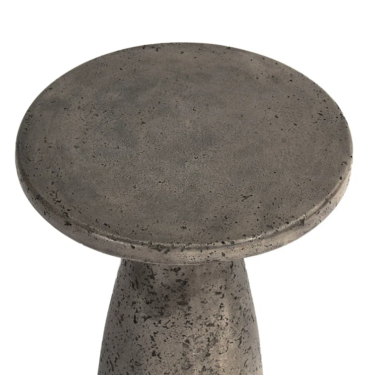 Gray Concrete Round Outdoor Accent Table
