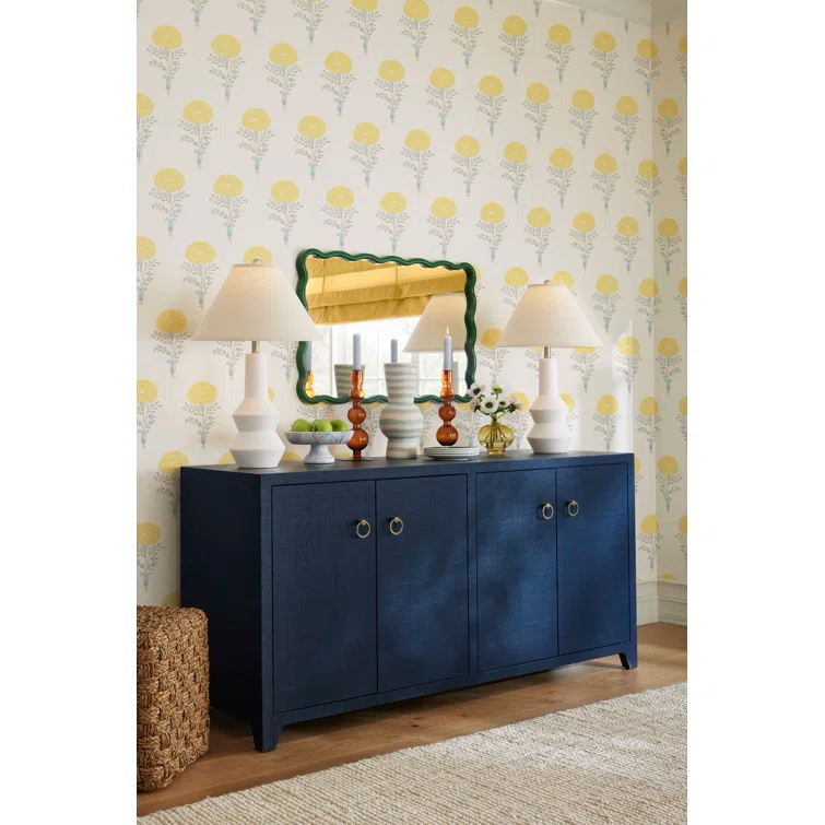 Allurine Wood Wavy Wall Mirror