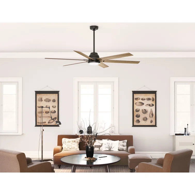 Gravity 6 - Blade Ceiling Fan with LED Light Kit and Handheld Remote and Wifi Smart Fan