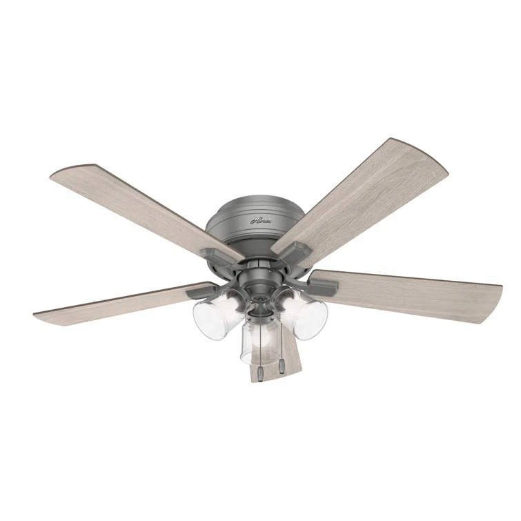Hunter Fan 52" Crestfield 5 - Blade Flush Mount Ceiling Fan with Lights and Pull Chains