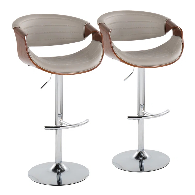 Swivel Upholstered Adjustable Height Counter Stool with Metal Frame