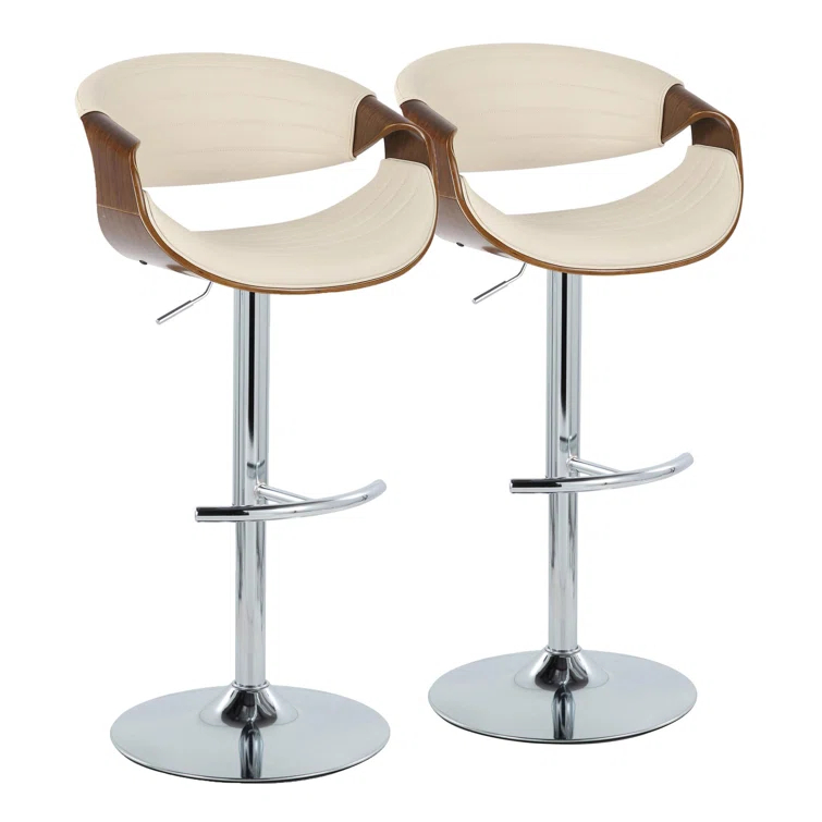 Swivel Upholstered Adjustable Height Counter Stool with Metal Frame