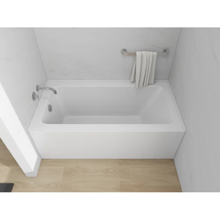 Alcove Soaking Skirt Bathtub with Overflow and Drain