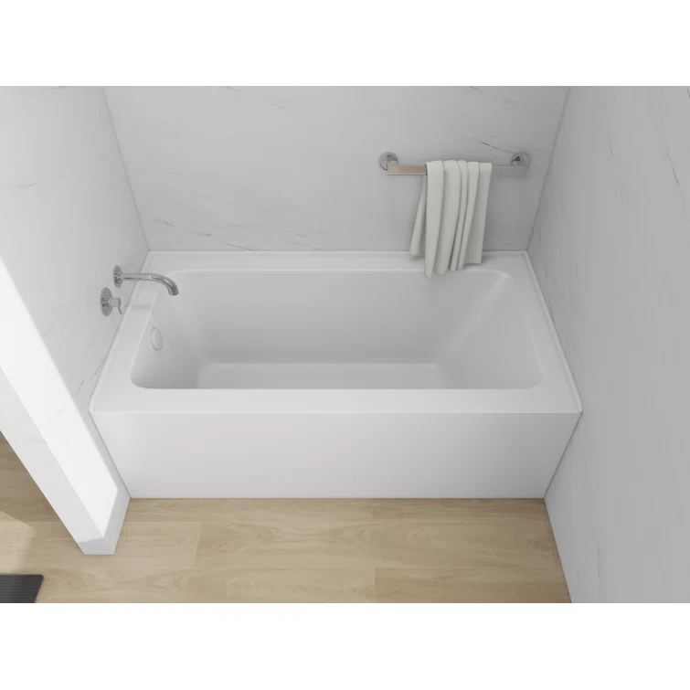Alcove Soaking Skirt Bathtub with Overflow and Drain