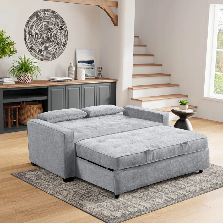 Serta Monroe 72.6" Queen Square Arm Tufted Back Convertible Sleeper Sofa with Cushions