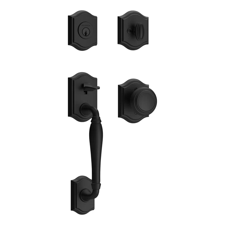 Handleset with Single Cylinder Deadbolt and Door Knob Rosette