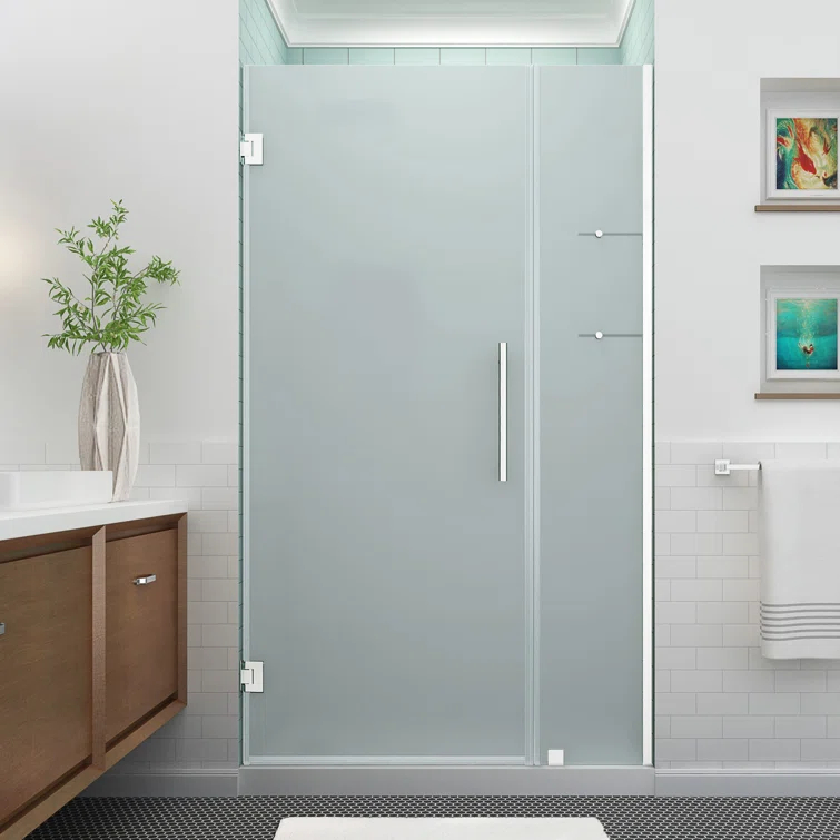 Belmore GS 37.25" - 38.25" W x 72" H Hinged Frameless Shower Door