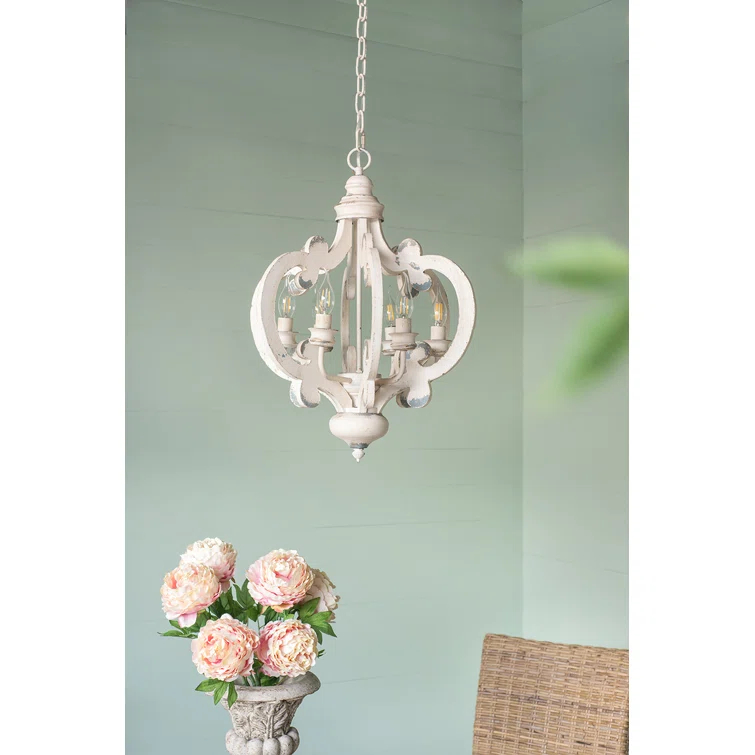 Cheree 6 - Light Wood Dimmable Geometric Chandelier