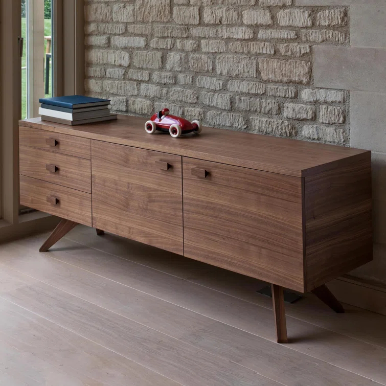 Cross 74" Black Oak 3 Drawer Solid Wood Sideboard