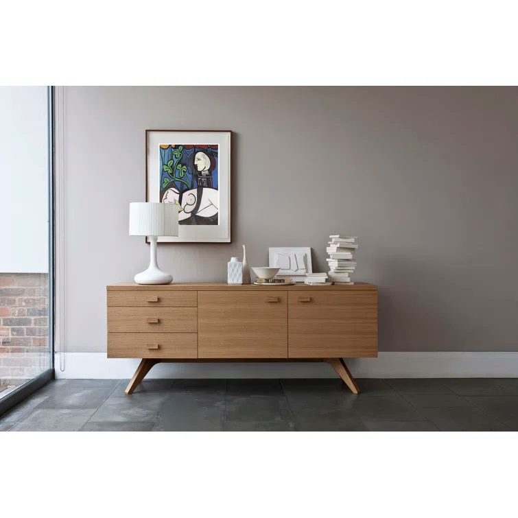 Cross 74" Black Oak 3 Drawer Solid Wood Sideboard