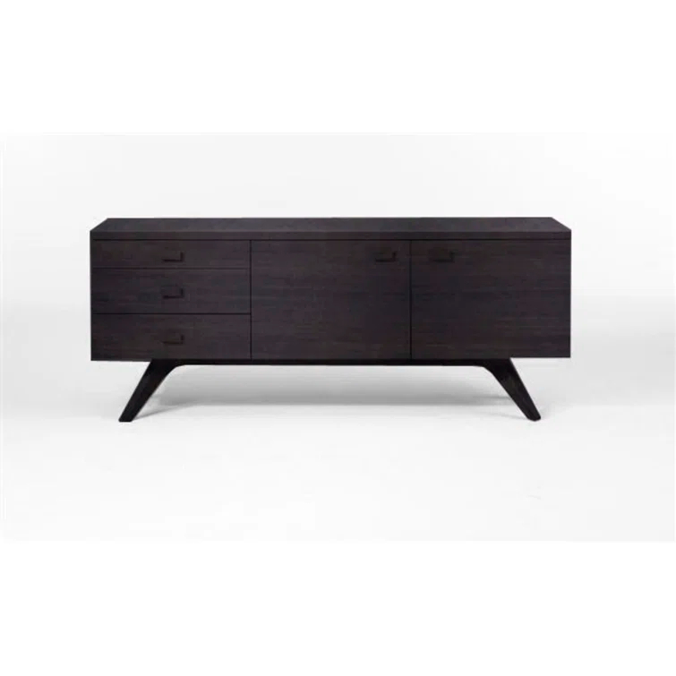 Cross 74" Black Oak 3 Drawer Solid Wood Sideboard
