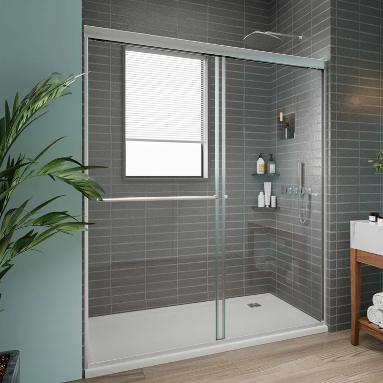 56" -60" W x 70" H Double Sliding Frameless Shower Door with Clear Glass