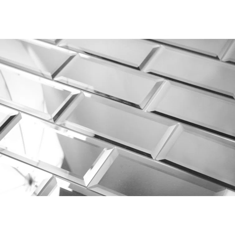 Reflections 3 in. x 6 in. Diamond Grade Glass Mirror Beveled Subway Decorative Kitchen & Bathroom Wall Tile