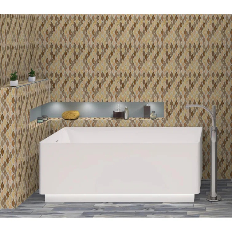 Annabelle Glass and Stone Arabesque Mosaic Kitchen Backsplash, Bathroom, Shower, Pool, Wall and Floor Tile