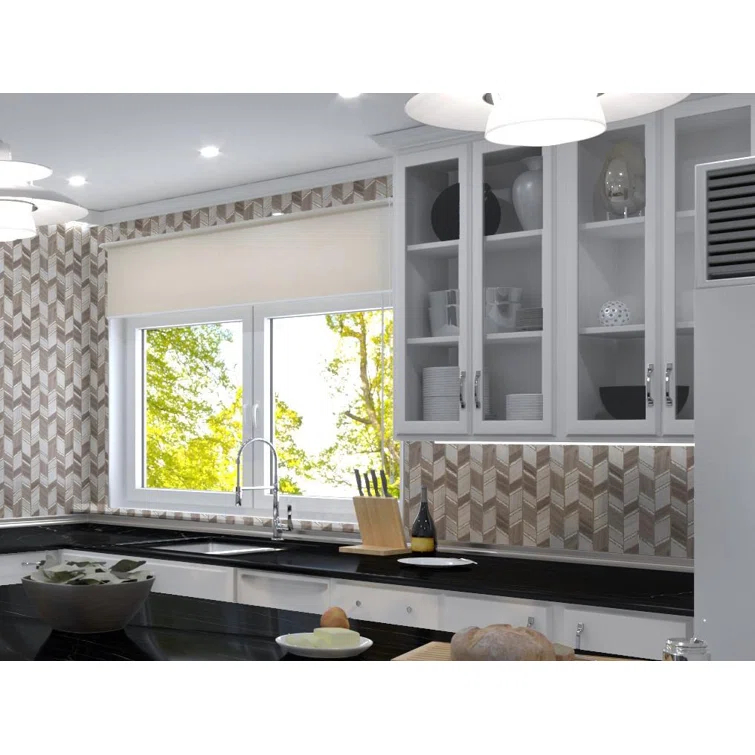 Casia Polished Marble/Porcelain/ Mirrored Glass Chevron Mosaic Kitchen and Bathroom Wall Tile
