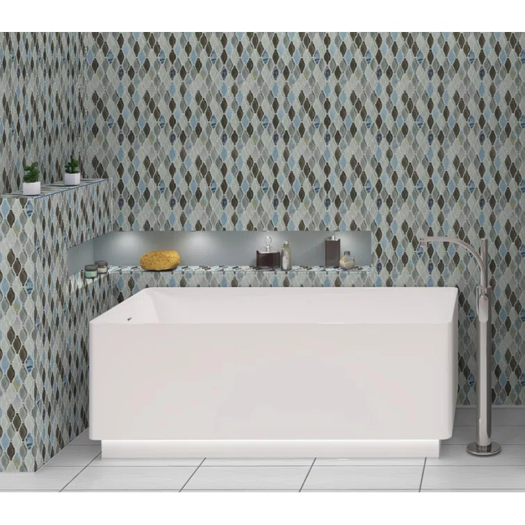 Annabelle Glass and Stone Arabesque Mosaic Kitchen Backsplash, Bathroom, Shower, Pool, Wall and Floor Tile
