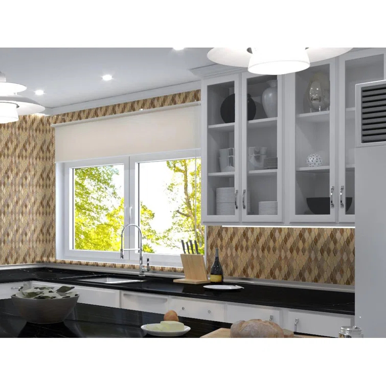 Annabelle Glass and Stone Arabesque Mosaic Kitchen Backsplash, Bathroom, Shower, Pool, Wall and Floor Tile